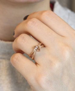 Morganite Ring Rose Gold Morganite Engagement Ring, Vintage Marquise Morganite Ring - Image 4