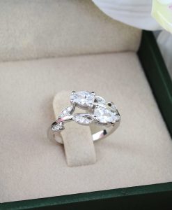 Nature Inspired Diamond Engagement Ring, Pear Cut Vintage Delicate Pear Shaped Cut Moissanite Ring - Image 10