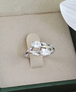 Nature Inspired Diamond Engagement Ring, Pear Cut Vintage Delicate Pear Shaped Cut Moissanite Ring - Image 12