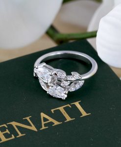 Nature Inspired Diamond Engagement Ring, Pear Cut Vintage Delicate Pear Shaped Cut Moissanite Ring - Image 13