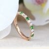 Opal Diamond Emerald Thin Pave Eternity Ring, Multicolor White Gold Band