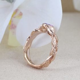 Rose Gold Mystic Topaz Gold Ring, Mystic Topaz Leaf 14k Gold Ring