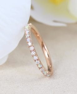 Rose Gold Opal and Diamond Eternity Band, Opal Ring