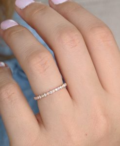 Rose Gold Opal and Diamond Eternity Band, Opal Ring - Image 5