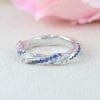 Blue Sapphire Leaf Ring Set, Bridal Set Nature White Gold Leaf Engagement Ring