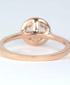 Set Diamond Halo Rainbow Moonstone Engagement Ring, Wedding Ring Set - Image 5