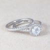 Set Diamond Halo Rainbow Moonstone Engagement Ring, Wedding Ring Set