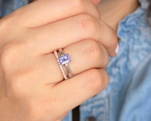 Tanzanite Diamond 3-Stone Engagement Ring Antique Vintage Style