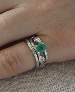 Unique leaves Wedding Ring Set, Bridal Bark Twig Ring Set - Image 5