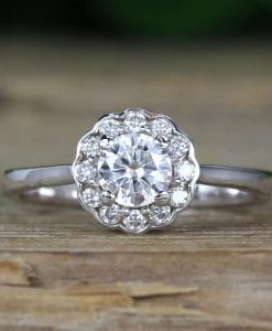 Vintage Moissanite Victorian Engagement Ring, Antique Diamond Engagement Ring