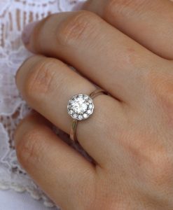 Vintage Moissanite Victorian Engagement Ring, Antique Diamond Engagement Ring - Image 2