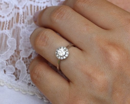 Vintage Moissanite Victorian Engagement Ring, Antique Diamond Engagement Ring