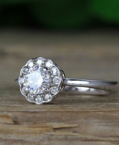 Vintage Moissanite Victorian Engagement Ring, Antique Diamond Engagement Ring - Image 3