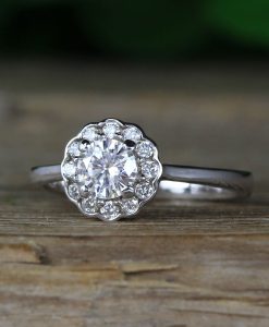 Vintage Moissanite Victorian Engagement Ring, Antique Diamond Engagement Ring - Image 4