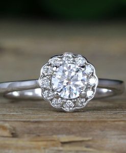 Vintage Moissanite Victorian Engagement Ring, Antique Diamond Engagement Ring - Image 5