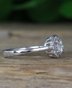 Vintage Moissanite Victorian Engagement Ring, Antique Diamond Engagement Ring - Image 7