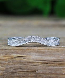 Wedding Band Filigree and Milgrain Curved Ring