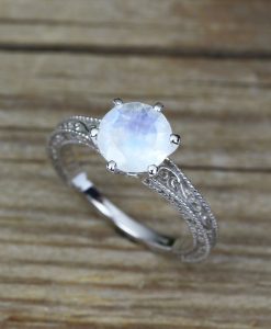 Wedding Band Filigree and Milgrain Curved Ring - Image 4