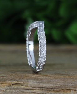 Wedding Band Filigree and Milgrain Curved Ring - Image 5