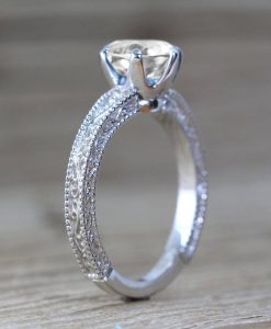 Wedding Band Filigree and Milgrain Curved Ring - Image 6