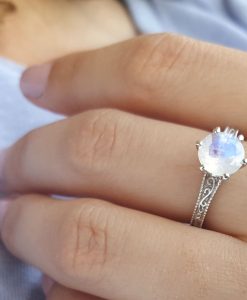 Wedding Band Filigree and Milgrain Curved Ring - Image 7