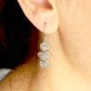 White Gold Drop Lace Earrings, Gold Hanging Earrings