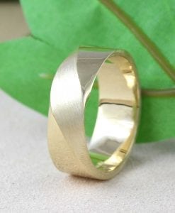 Wide Mens Gold Wedding Band, 8 mm Mobius Mens Wedding Ring