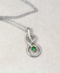 14k Gold Infinity Emerald Knot Necklace, Infinity Pendant White Gold Infinity Pendant - Image 2