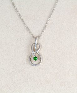 14k Gold Infinity Emerald Knot Necklace, Infinity Pendant White Gold Infinity Pendant - Image 3