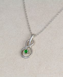 14k Gold Infinity Emerald Knot Necklace, Infinity Pendant White Gold Infinity Pendant - Image 4
