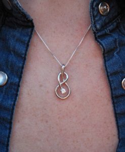 14k Gold Infinity Emerald Knot Necklace, Infinity Pendant White Gold Infinity Pendant - Image 5