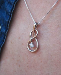 14k Gold Infinity Emerald Knot Necklace, Infinity Pendant White Gold Infinity Pendant - Image 6