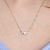 14K Solid Gold Trio Stone Necklace, Three Stone Necklace