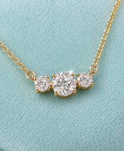 14K Gold Trio Lab Grown Diamond Necklace, Past Present Future Gift