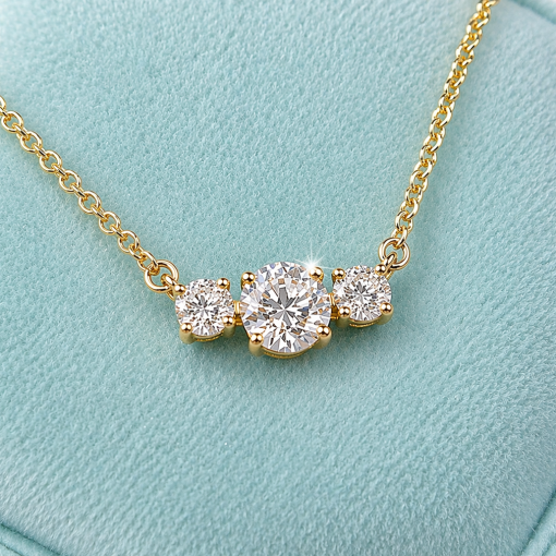 14K Gold Trio Lab Grown Diamond Necklace, Past Present Future Gift