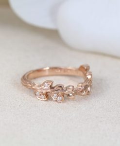 Leaf Wedding Ring, Leaf Wedding Band - Image 3