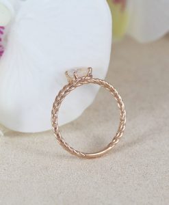 Unique Natural Opal Engagement Ring, Rose Gold Oval Opal Braided Rope Engagement Ring - Image 3