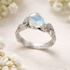 Moonstone Leaf Ring, White Gold Moonstone Leaf Ring Moonstone Leaf Ring, White Gold Moonstone Leaf Ring