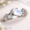 Moonstone Leaf Ring, White Gold Moonstone Leaf Ring Moonstone Leaf Ring, White Gold Moonstone Leaf Ring