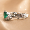 Natural Emerald Leaf Engagement Ring, Emerald Engagement Ring