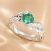Natural Emerald Leaf Engagement Ring, Emerald Engagement Ring