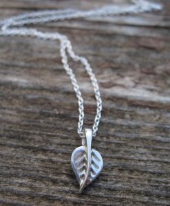 Sterling Silver Leaf Necklace, Delicate Leaf Necklace - Image 3