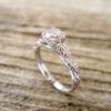 White Sapphire Leaf Engagement Ring, 0.50 CT Unique Solid Gold Engagement Ring
