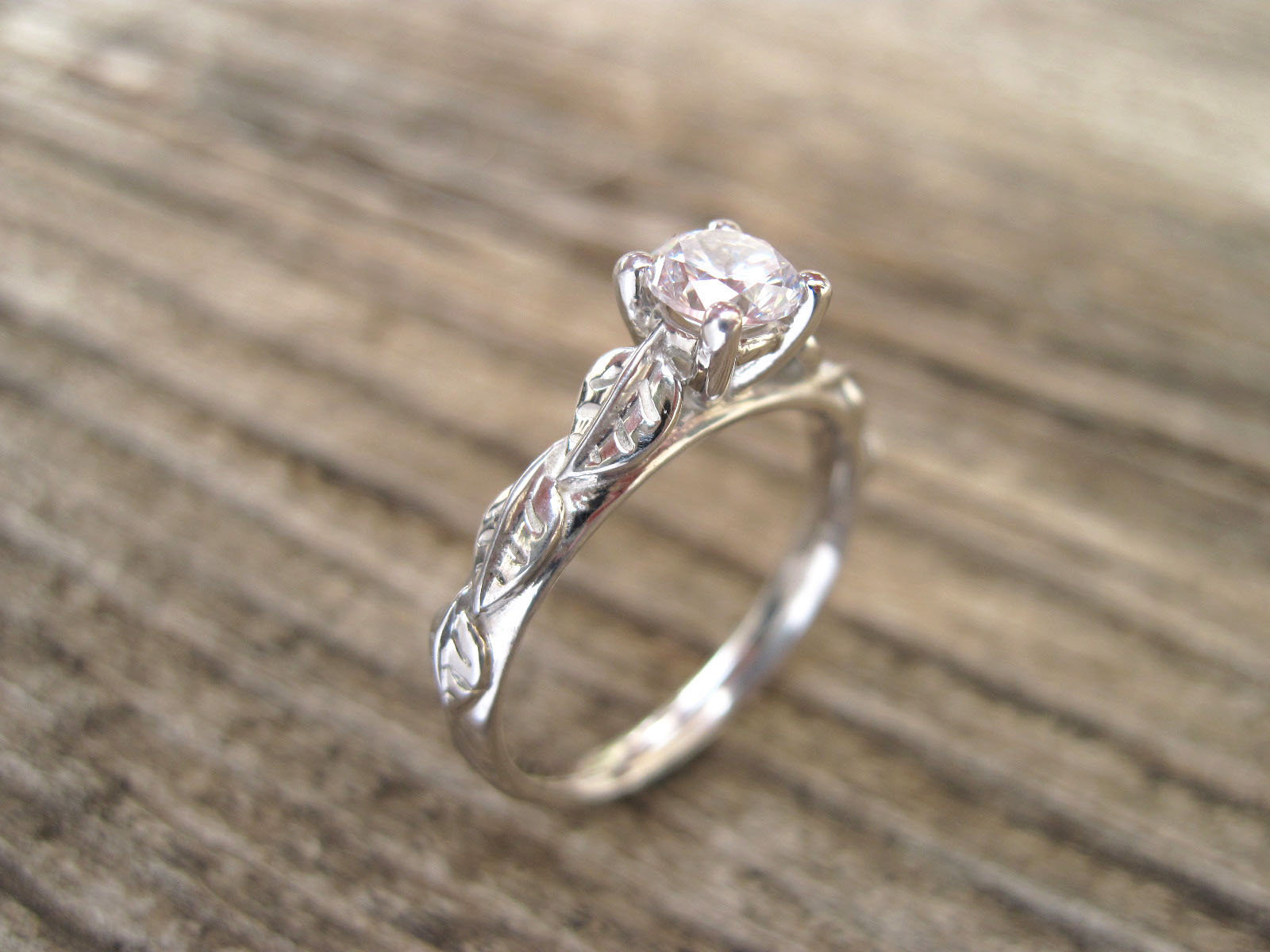 White Sapphire Unique Engagement Ring