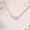 Three Stone Rainbow Moonstone Necklace, 3 Stone Necklace