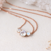 Three Stone Rainbow Moonstone Necklace, 3 Stone Necklace