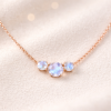 14k Gold Rainbow Moonstone Necklace Trio Gemstone Pendant