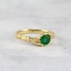 Nature Natural Emerald Leaf Solid Gold Engagement Ring, 14k 18k Emerald Leaf Ring