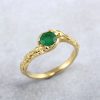 Nature inspired pear cut emerald leaves ring, Alternative engagement ring