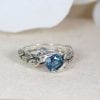 Leaf Ring With London Blue Topaz Gemstone In Silver, Unique Promise Leaves Ring